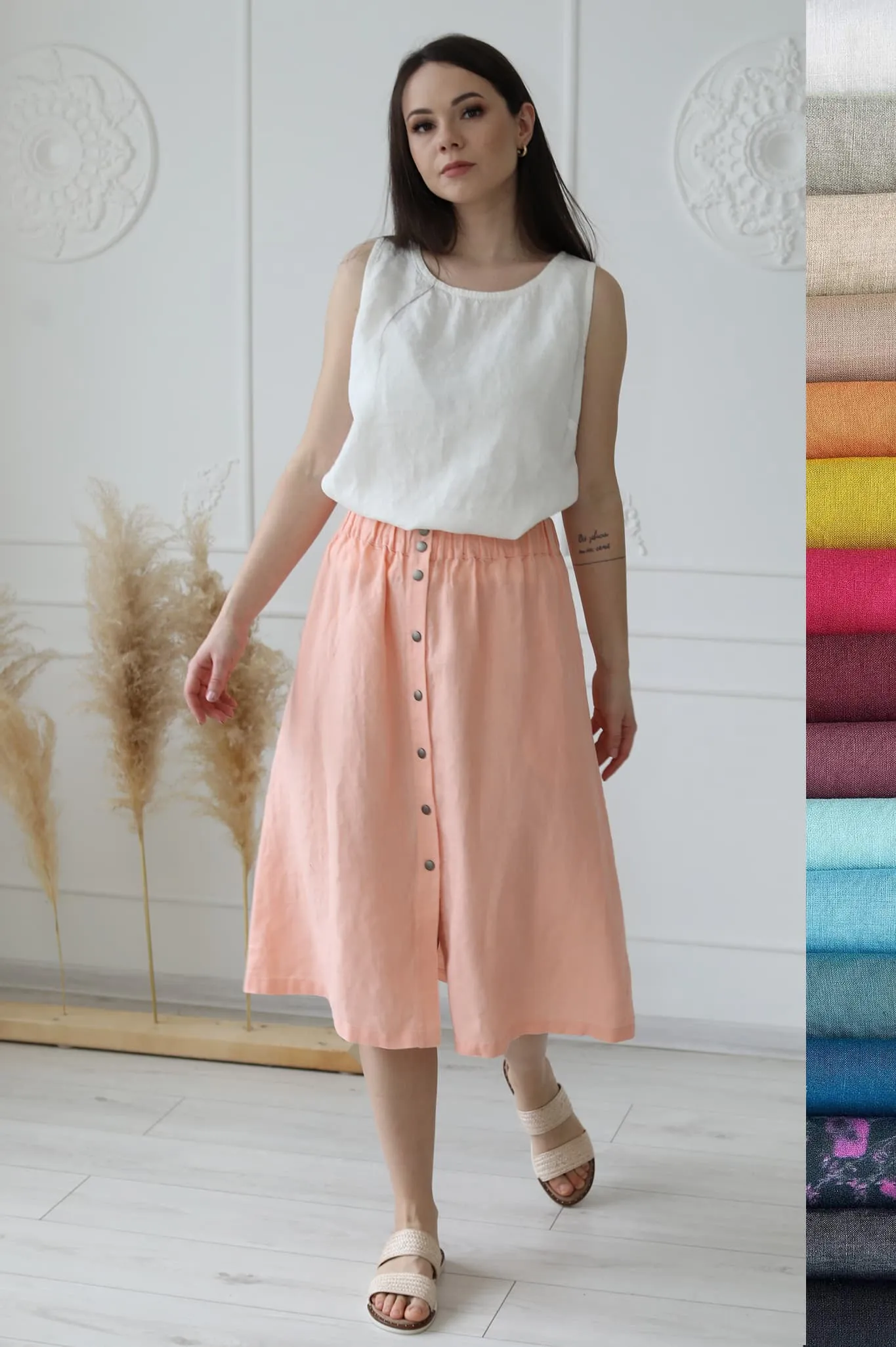 Linen midi skirt Nela