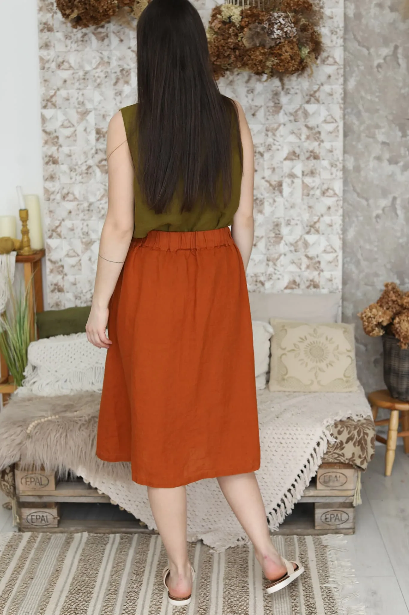 Linen midi skirt Nela