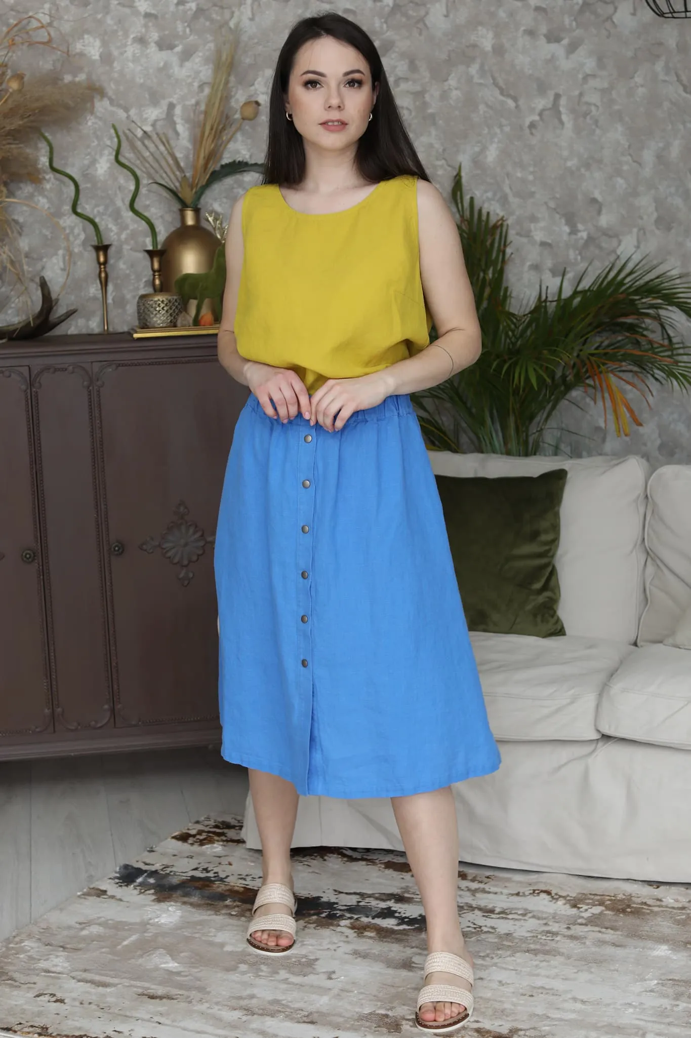 Linen midi skirt Nela