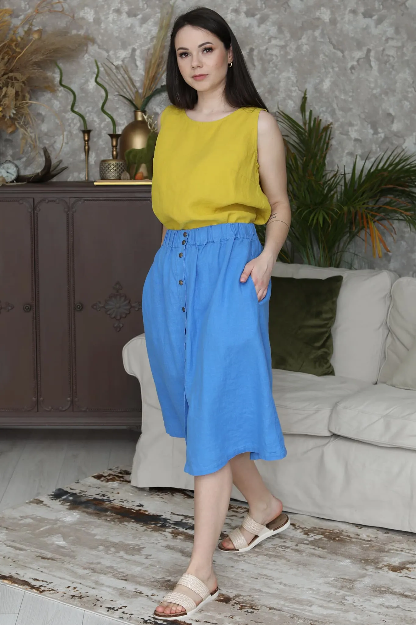 Linen midi skirt Nela
