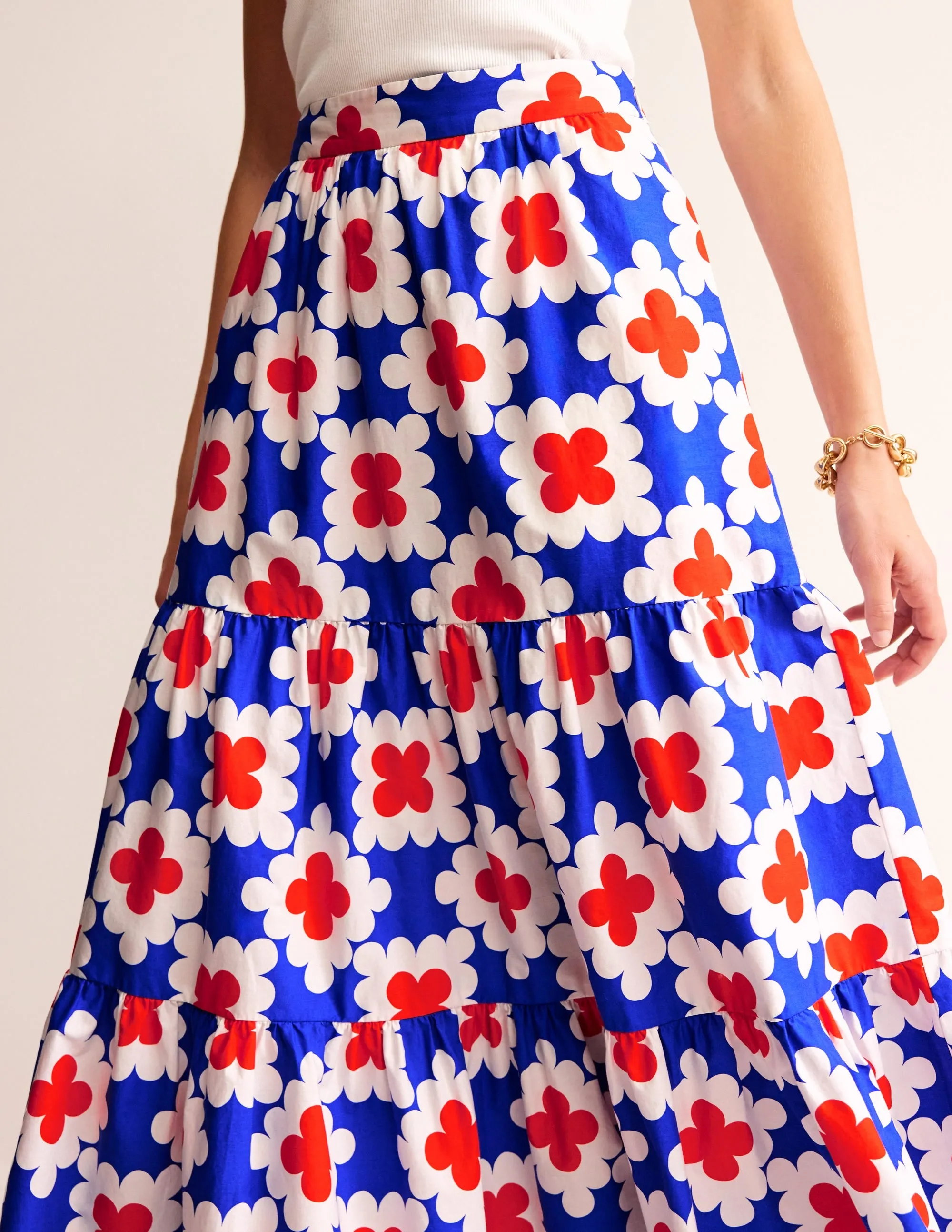 Lorna Tiered Maxi Skirt-Surf the Web, Abstract Tile