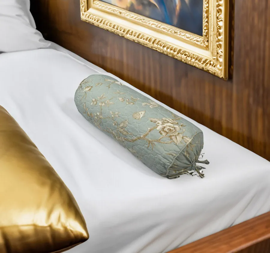 Lyon Teal 18x48cm Filled Bolster Front