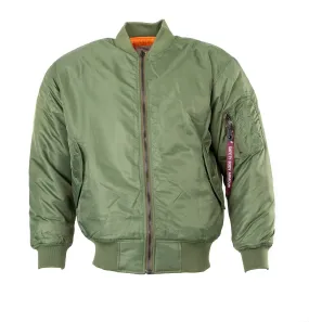MA1 flight pilot jacket in nylon water resistant material. Olive Green1520-F