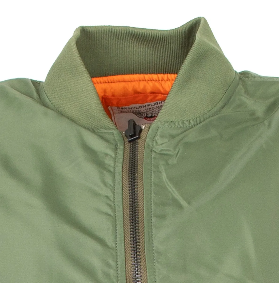 MA1 flight pilot jacket in nylon water resistant material. Olive Green1520-F