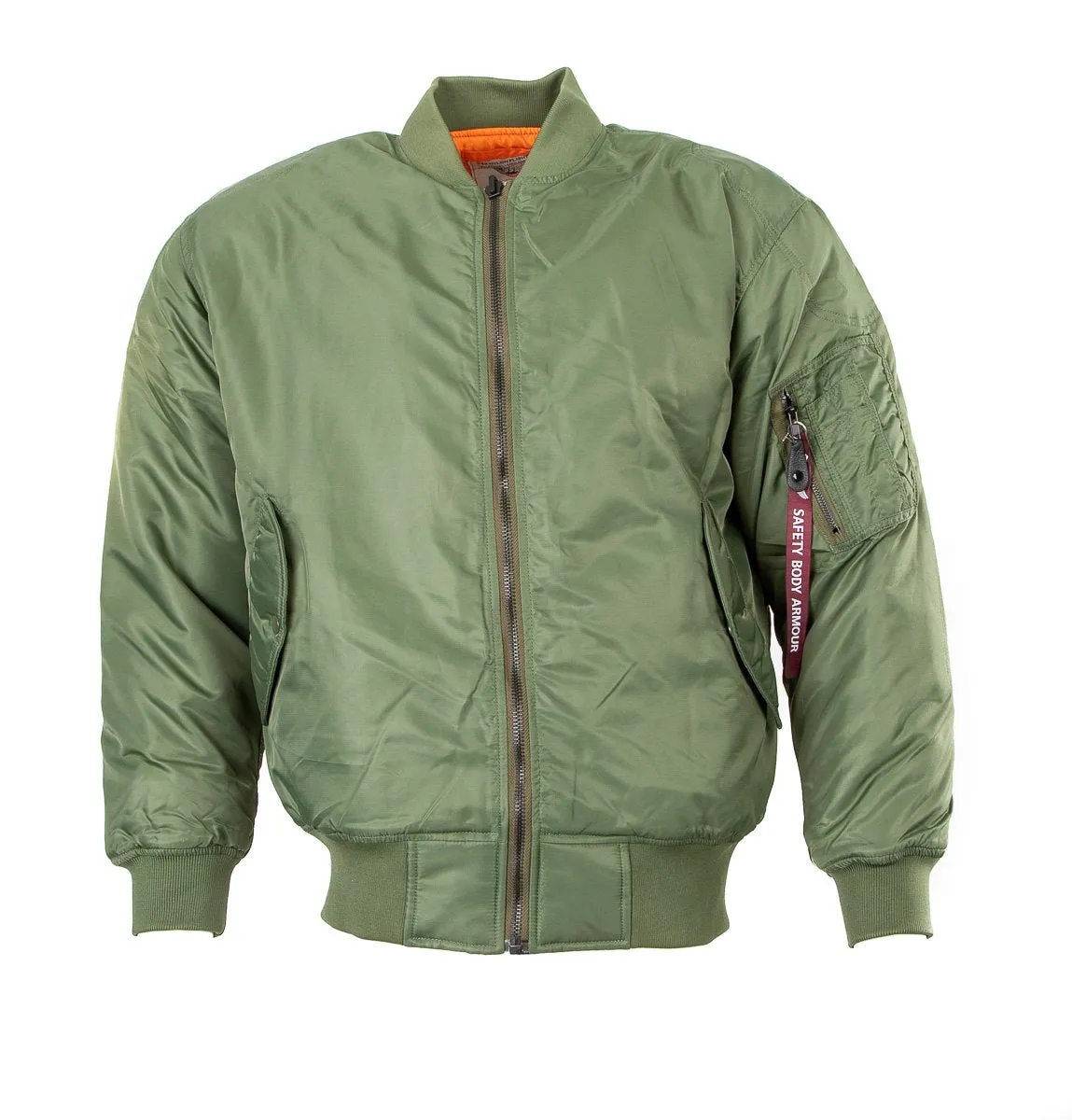 MA1 flight pilot jacket in nylon water resistant material. Olive Green1520-F