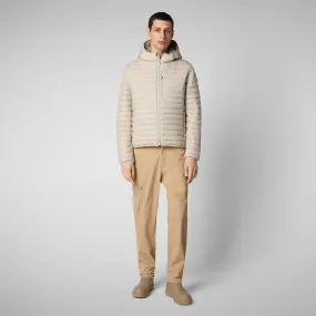 Man's  hooded animal free puffer jacket cael in rainy beige