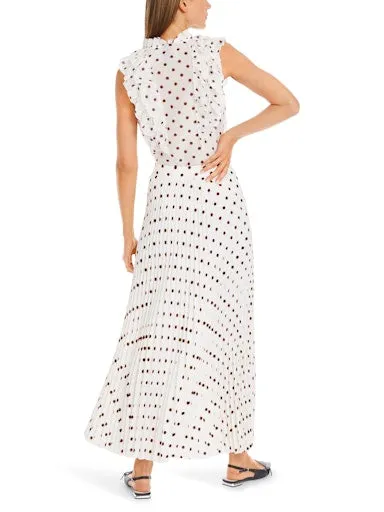 Maxi Pleated Skirt with Polka Dot Print