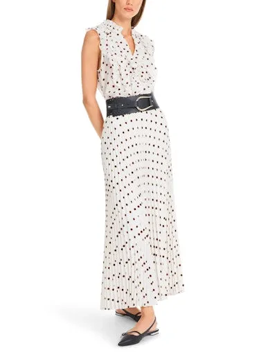 Maxi Pleated Skirt with Polka Dot Print