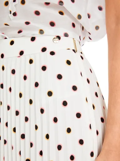 Maxi Pleated Skirt with Polka Dot Print