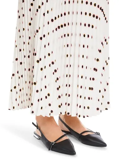 Maxi Pleated Skirt with Polka Dot Print