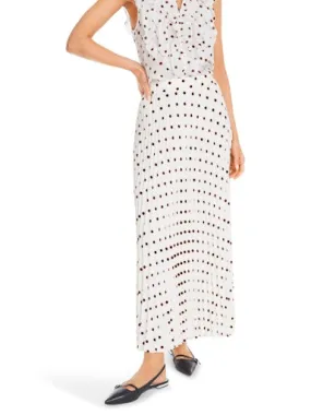 Maxi Pleated Skirt with Polka Dot Print