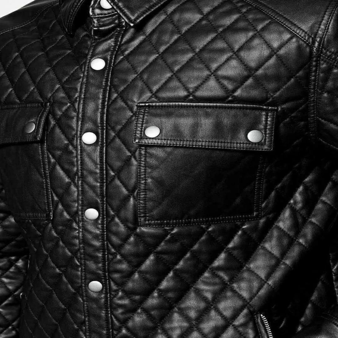 Men Leather Shirts In Quilted Design