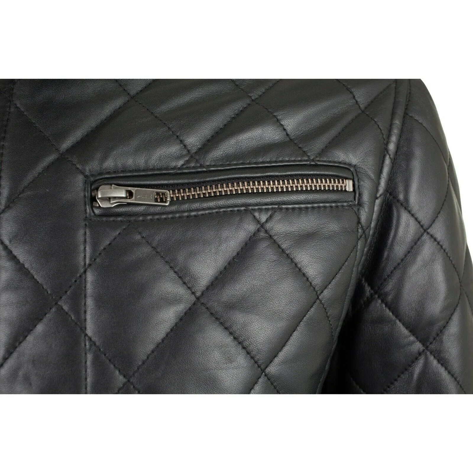 Men's Black Genuine Leather Quilted Jacket