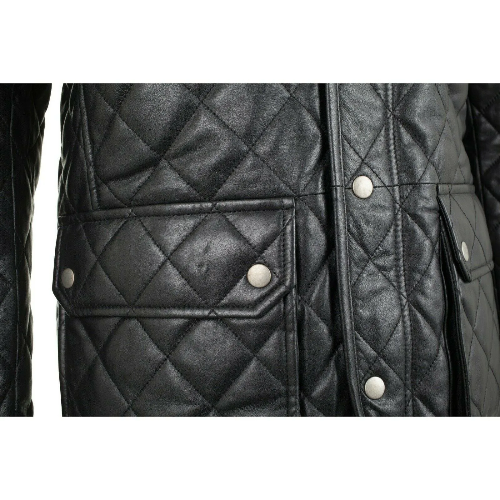 Men's Black Genuine Leather Quilted Jacket
