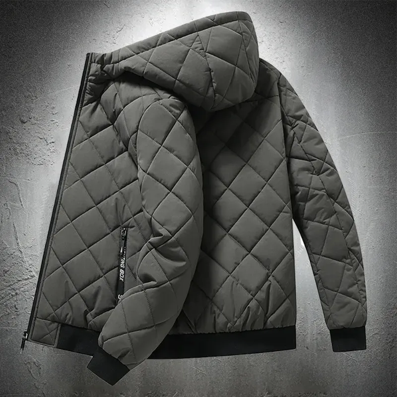 Men's puffer jacket with quilted pattern and side pockets