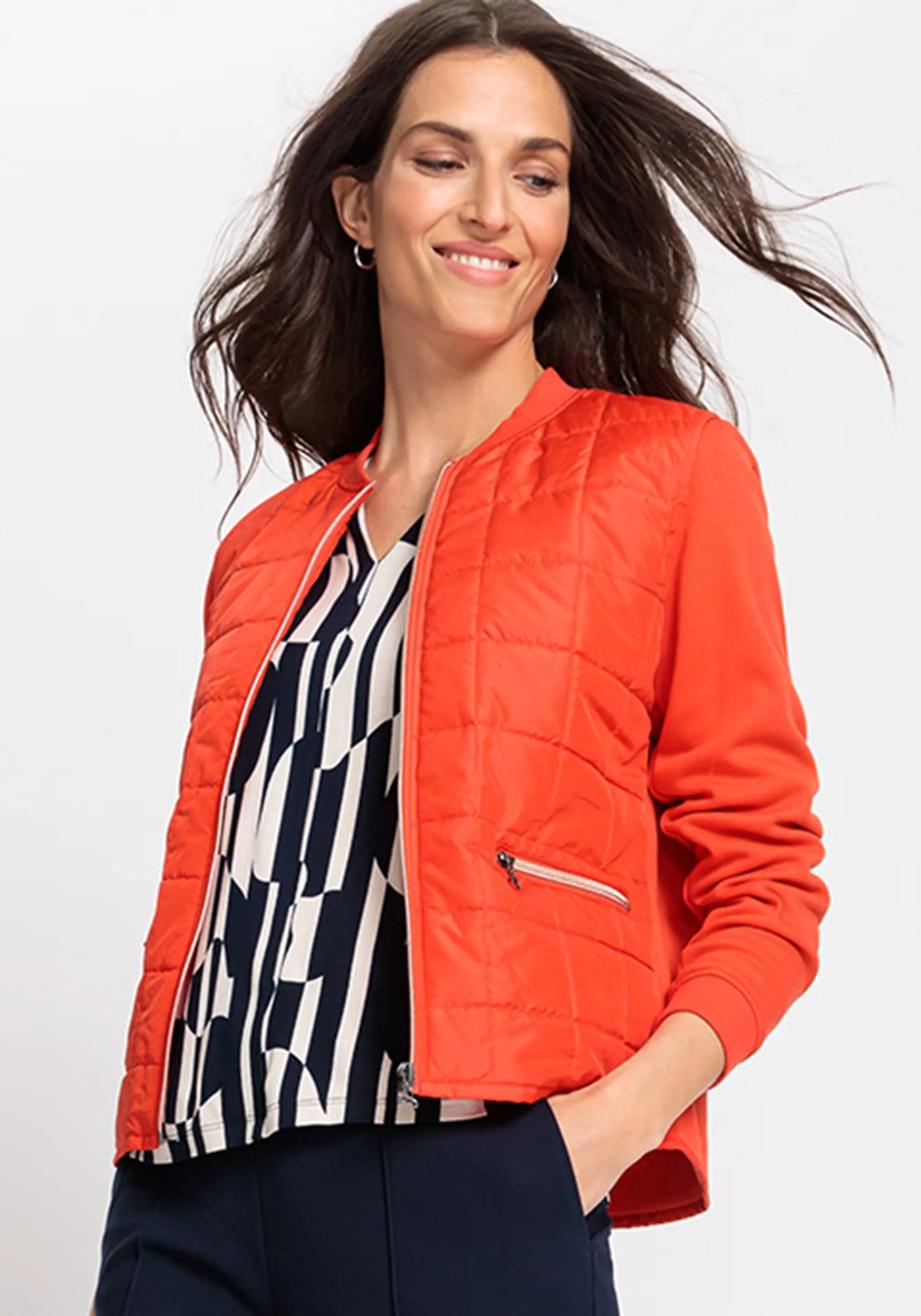 Mixed Media Zip Front Jacket