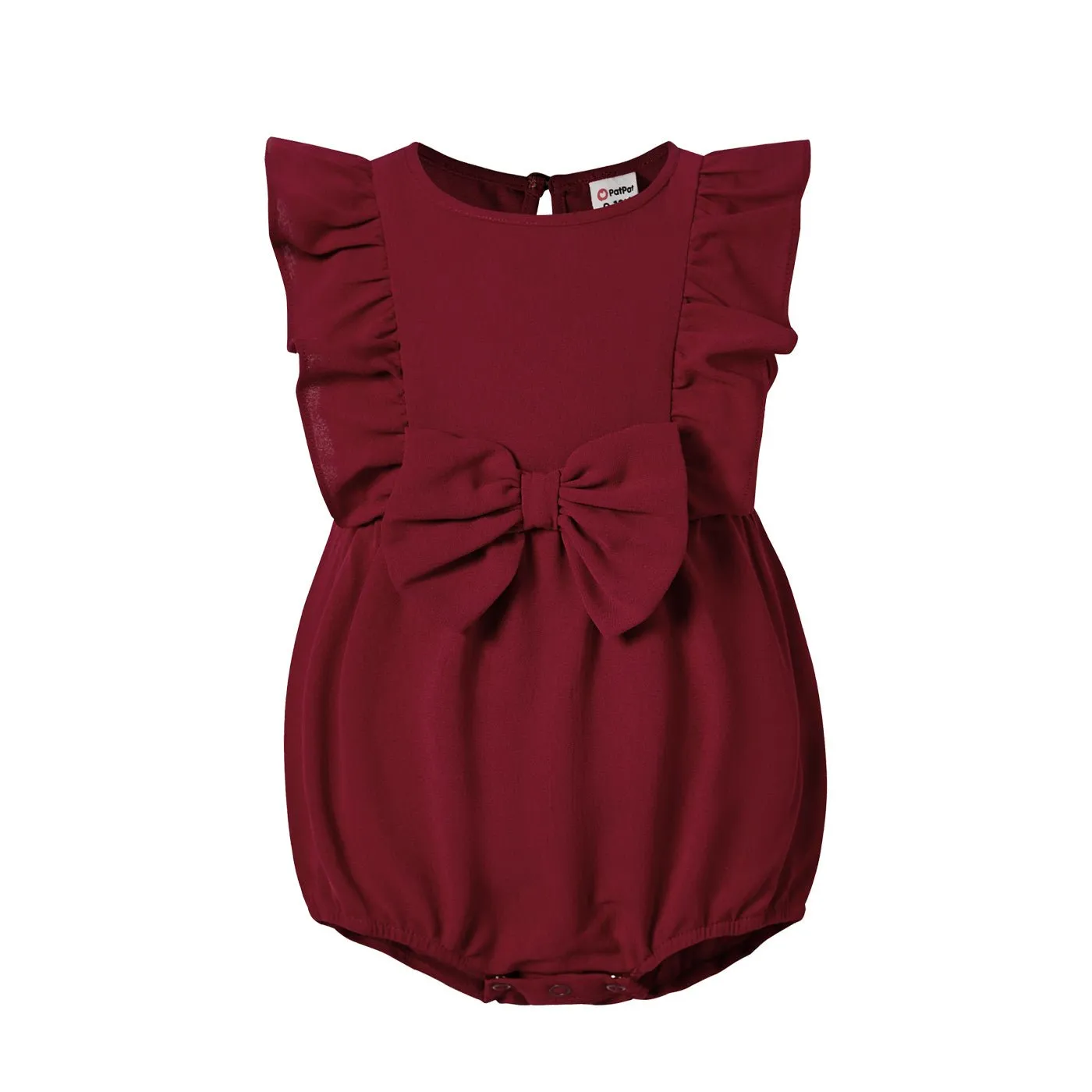 Mommy and Me Bow Decor / Wrap Knot Side Flutter-sleeve Dresses