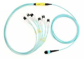 MTP Harness/Breakout Cable, MTP-LC, Multimode OM3 50/125, 10G, 12-Fiber, Plenum