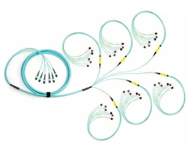 MTP Harness/Breakout Cable, MTP-LC, Multimode OM3 50/125, 10G, 72-Fiber, Plenum