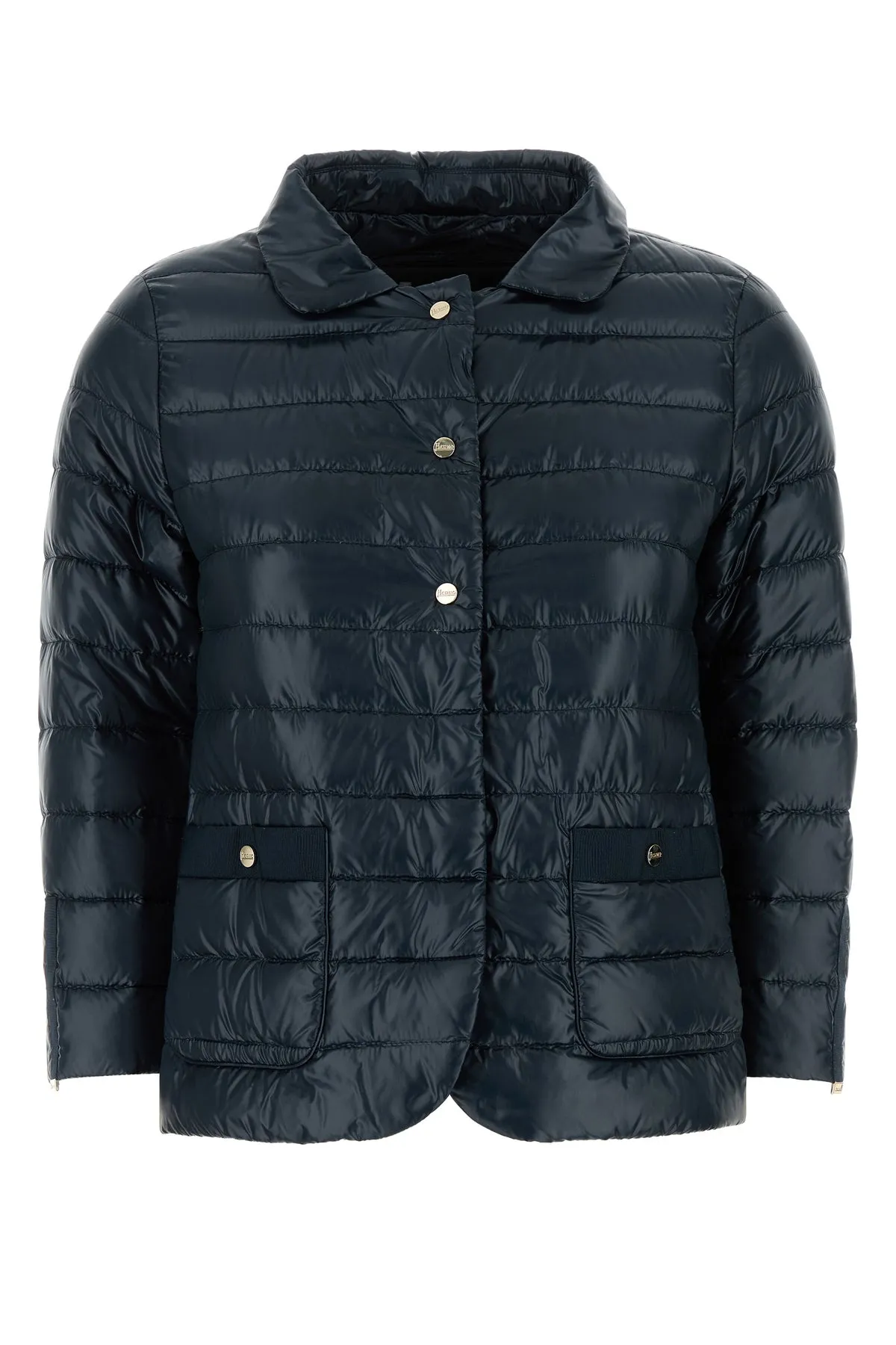 Navy blue nylon down jacket