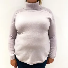 Pale Lavender Cashmere Polo Neck Jumper Extra Large