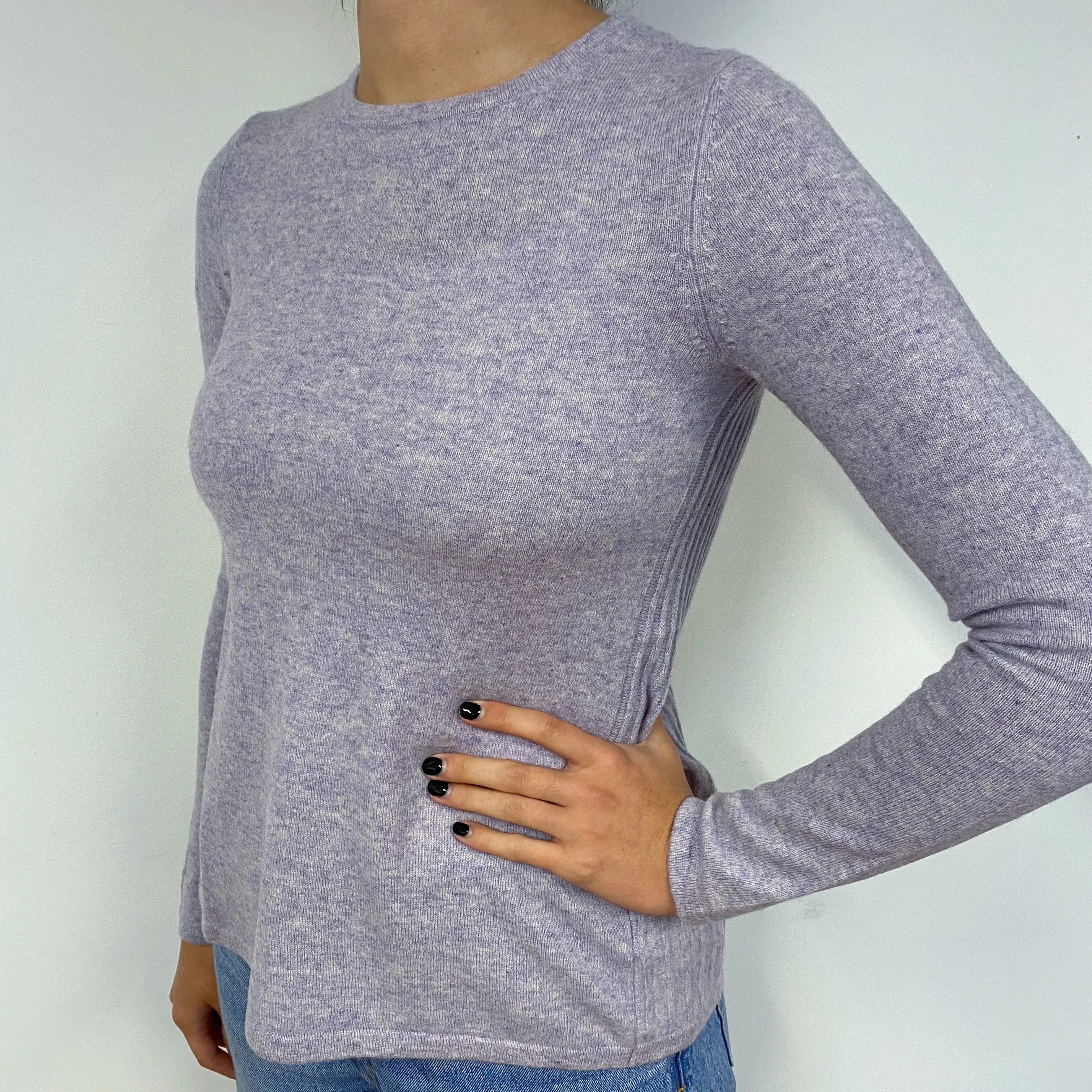 Pale Lavender Purple Cashmere Crew Neck Jumper Small