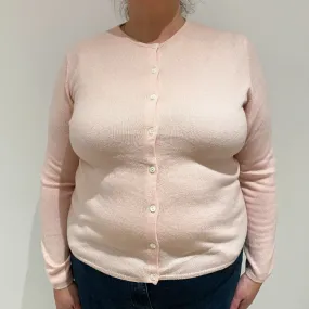 Pale Pink Cashmere Crew Neck Cardigan Extra Large