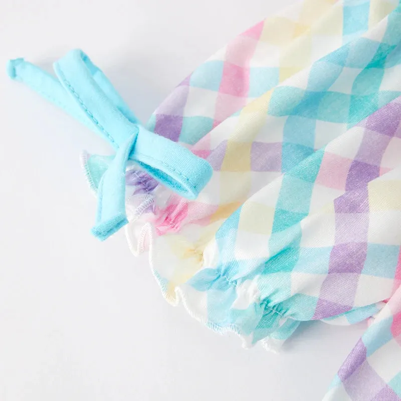 Pastel Bunnie Gingham Easter Dress for Little Girls
