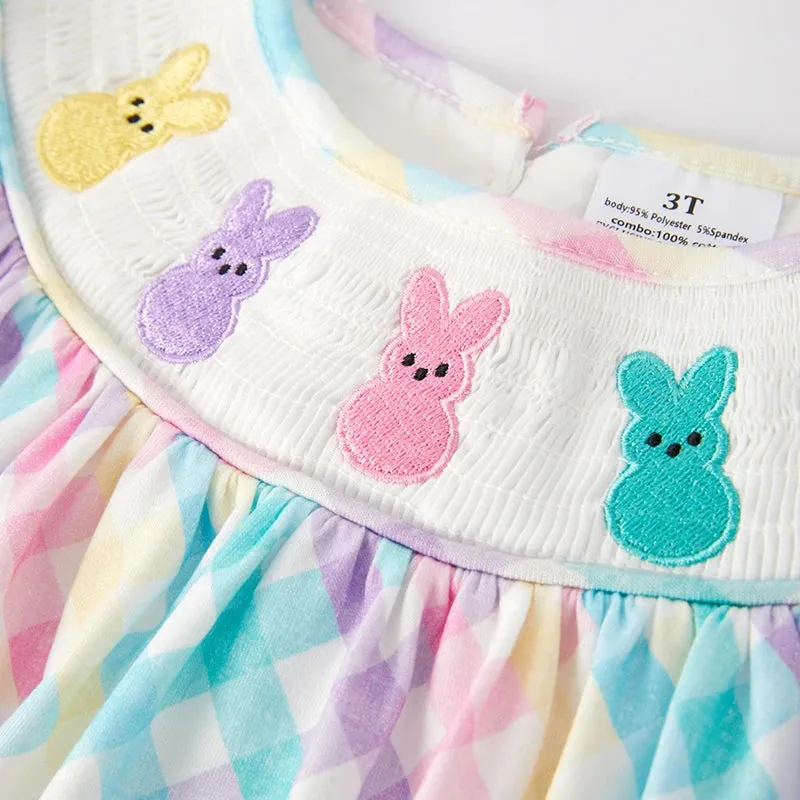 Pastel Bunnie Gingham Easter Dress for Little Girls