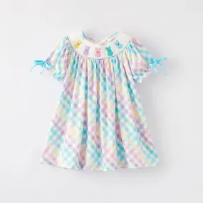 Pastel Bunnie Gingham Easter Dress for Little Girls