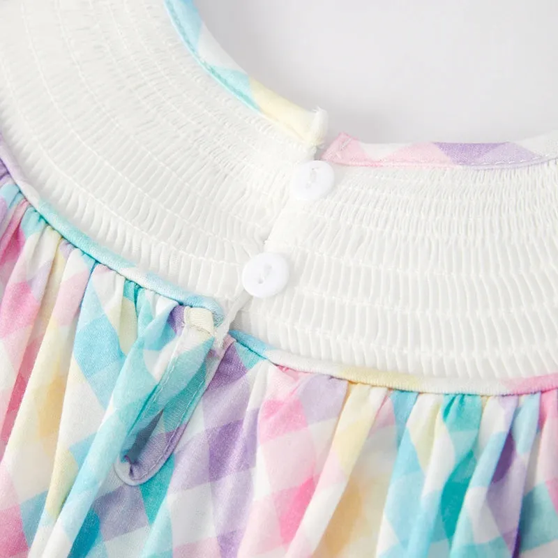 Pastel Bunnie Gingham Easter Dress for Little Girls