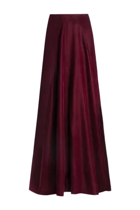Persica Maxi Velvet Skirt - Burgundy by Rosewater House