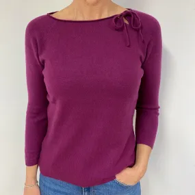 Plum Purple Cashmere Crew Neck Jumper Medium