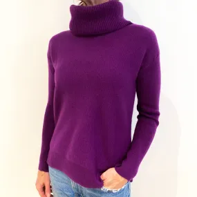 Plum Purple Cashmere Deep Polo Neck Jumper Small
