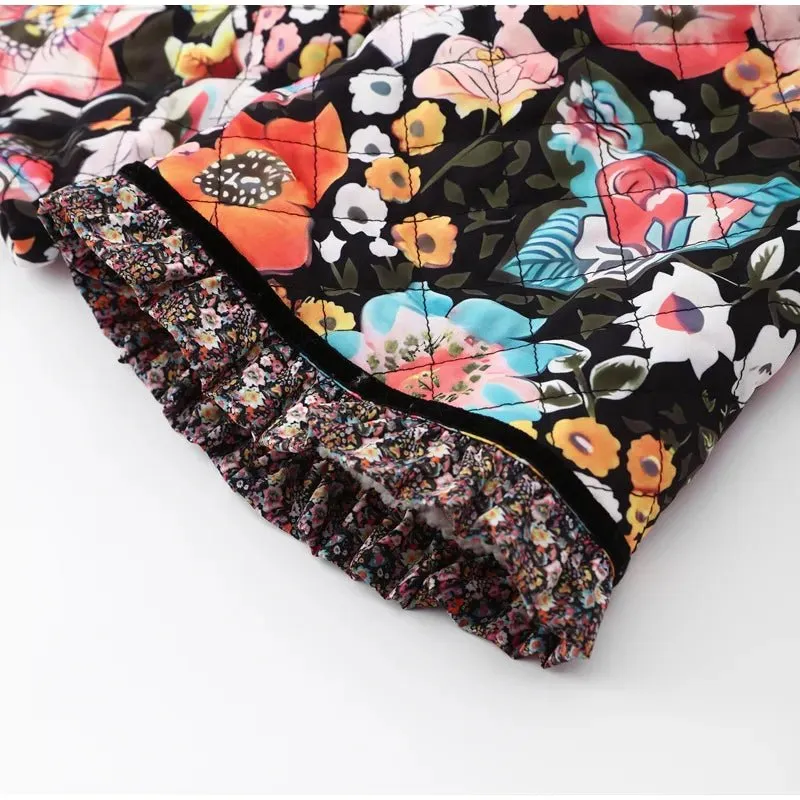 Pre Order:  Floral Ruffled Edges Thick Jacket