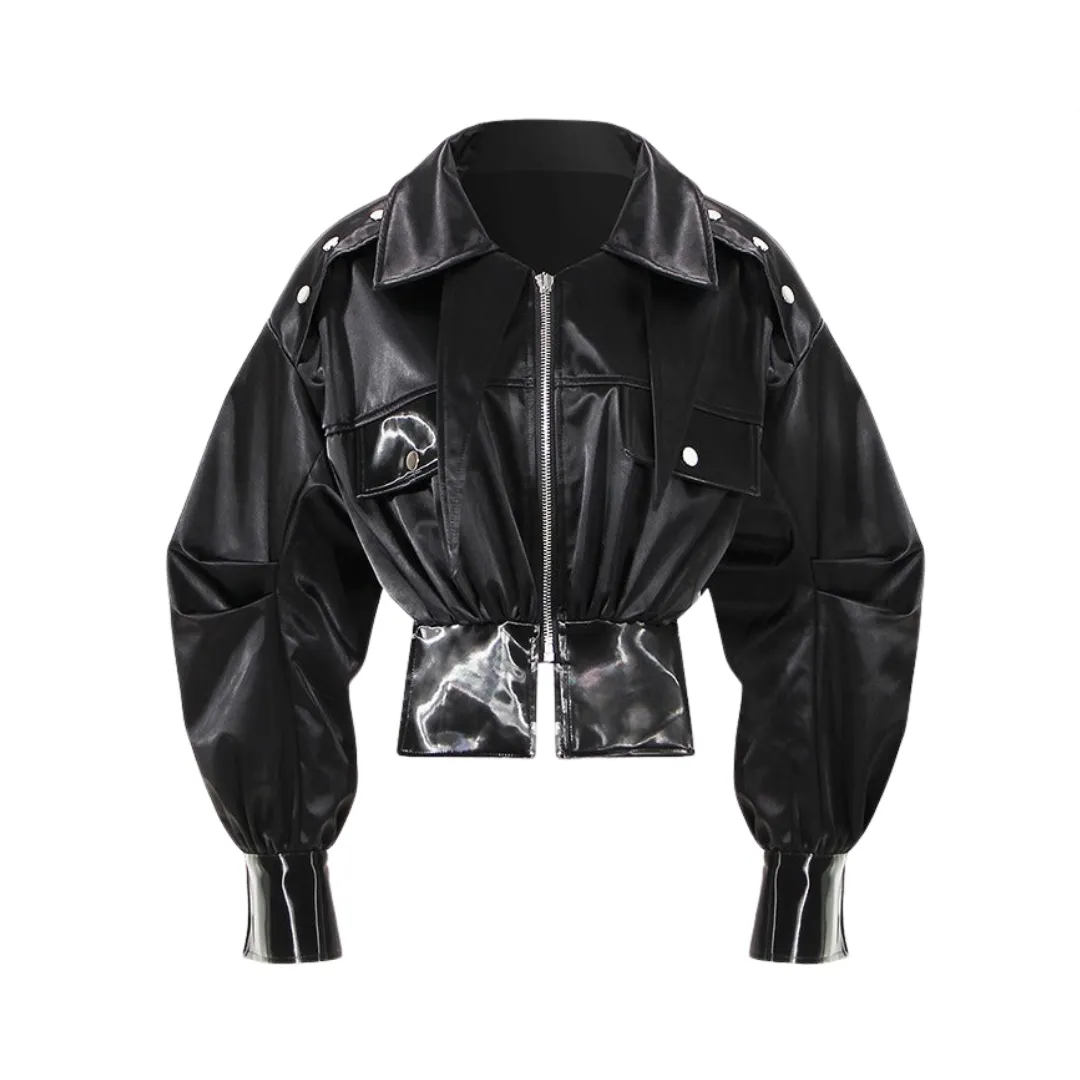 Pre Order:  High Waist Cinched Motorcycle Jacket