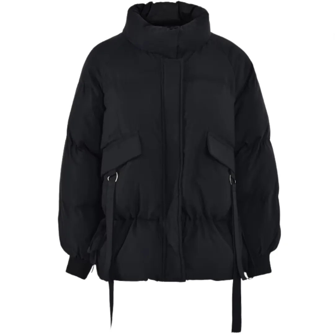 Pre Order:  Stand Collar Waist Cinching Warm Jacket