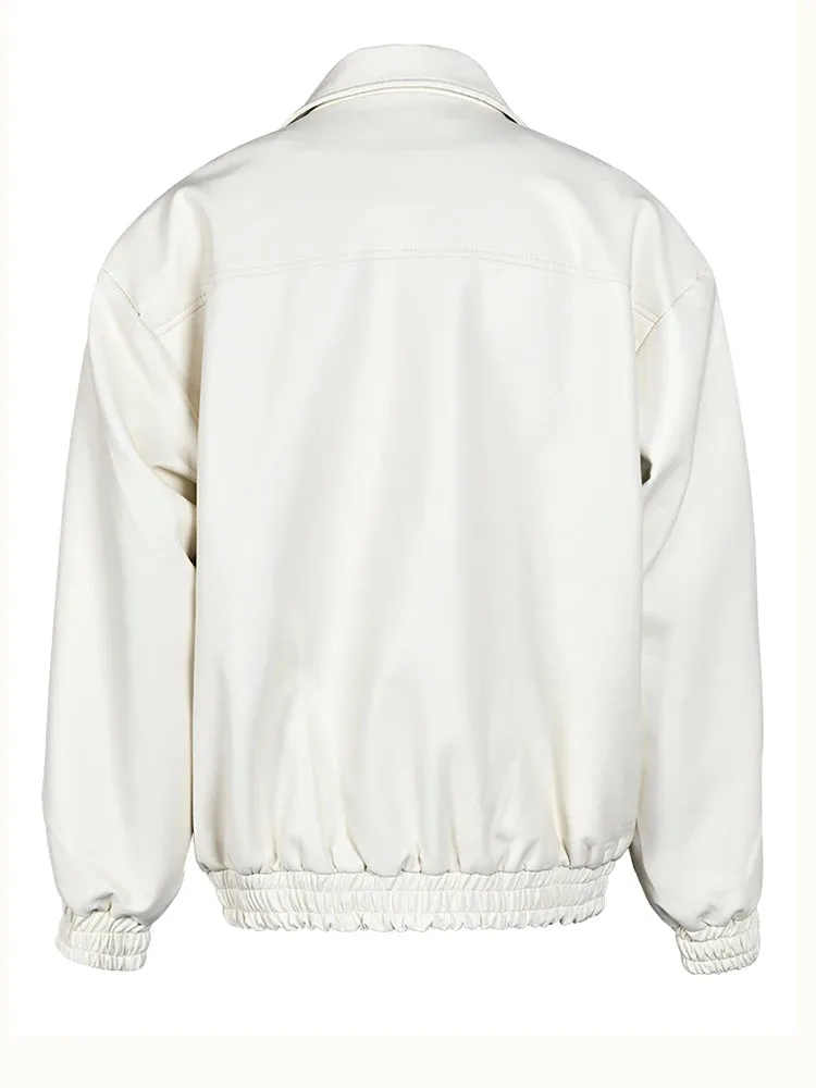 Pre Order:  Zip-Up Faux Leather Rivets Jacket