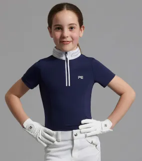 Premier Equine Maria Girls Diamanté Show Shirt (navy)