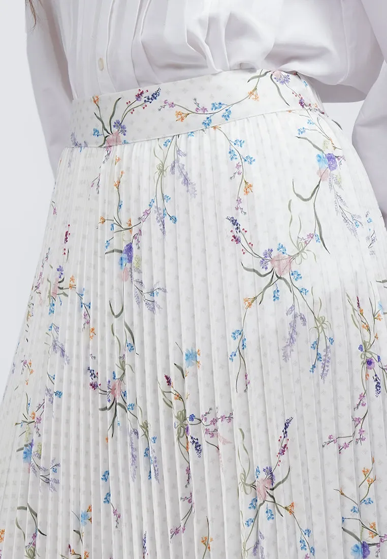 Printed Pleats Maxi Skirt