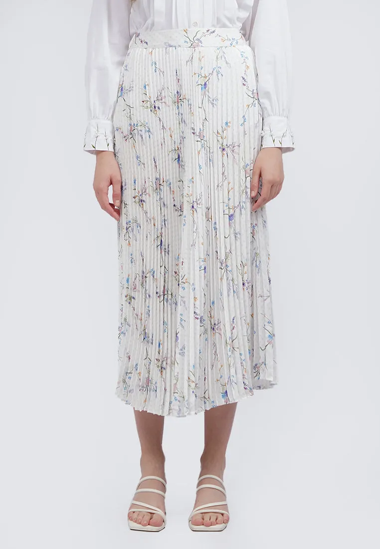 Printed Pleats Maxi Skirt