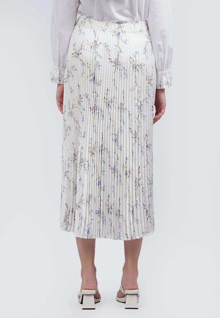 Printed Pleats Maxi Skirt