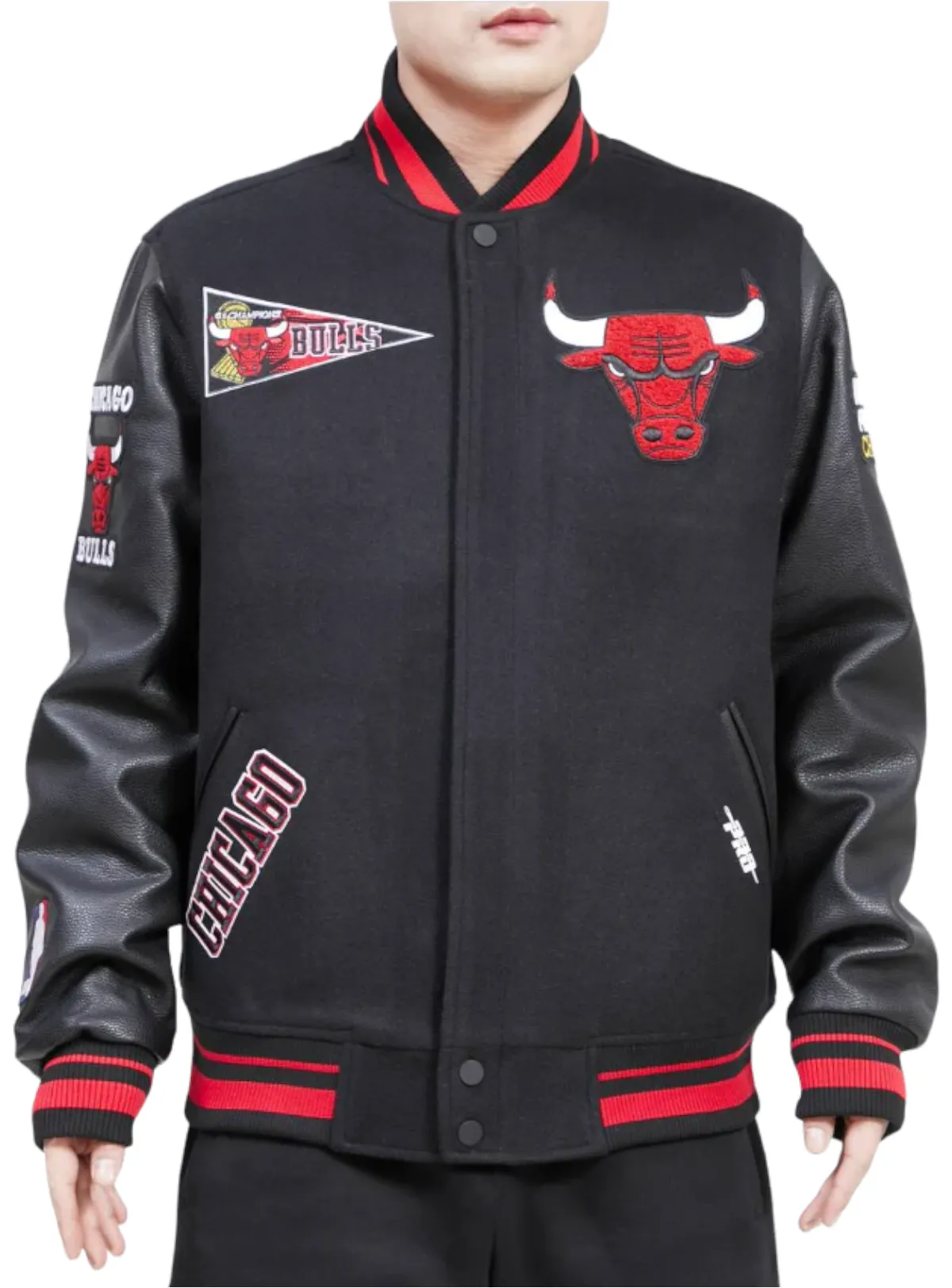 Pro Standard Jacket - Chicago Bulls Flag Logo Wool Varsity - Black - BCB656015-BRK