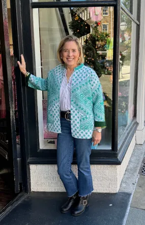 Quilted Jacket Sea Glass Green Bandana