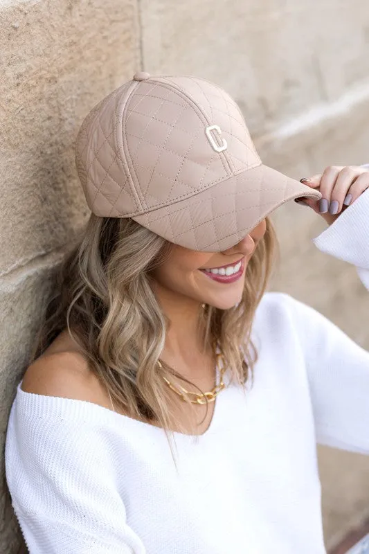 Quilted "C"  Puffer Ball Cap