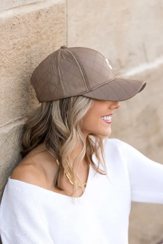 Quilted "C"  Puffer Ball Cap