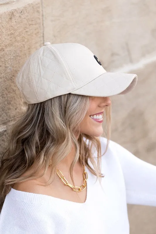 Quilted "C"  Puffer Ball Cap