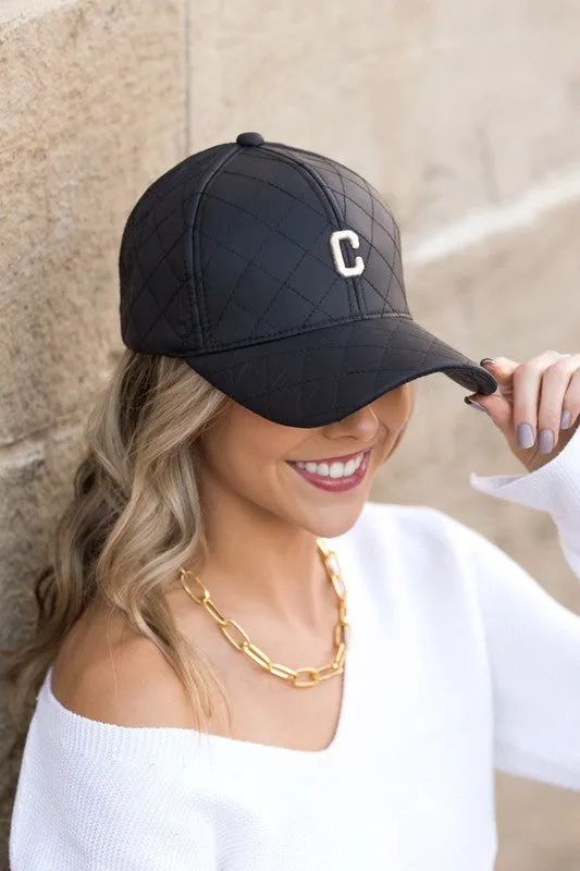 Quilted "C"  Puffer Ball Cap