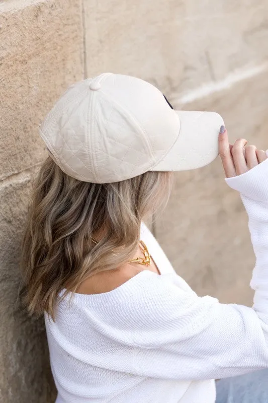 Quilted "C"  Puffer Ball Cap