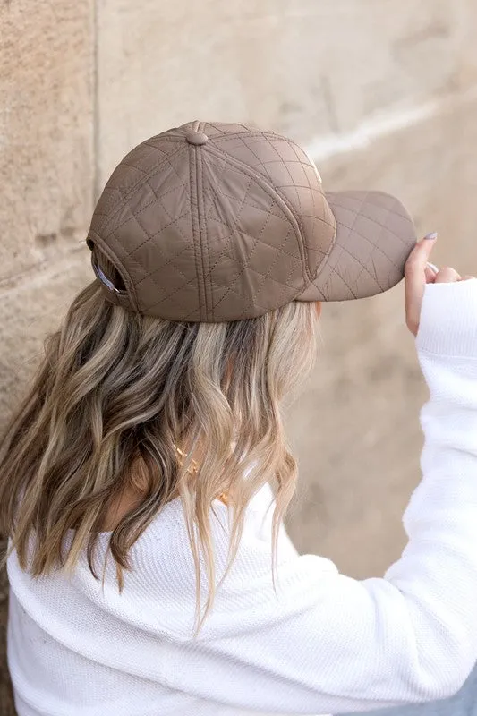 Quilted "C"  Puffer Ball Cap